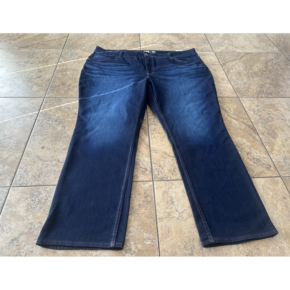 Womens Size 26W Lee Mid Rise Straight Leg Blue Denim Jeans Regular Fit - Picture 2 of 8